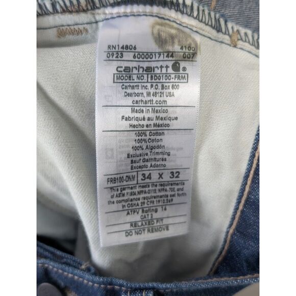 Carhartt FR Flame Resistant Relaxed Fit Jeans Blue Men's Size 34x32 NWT - Picture 5 of 16